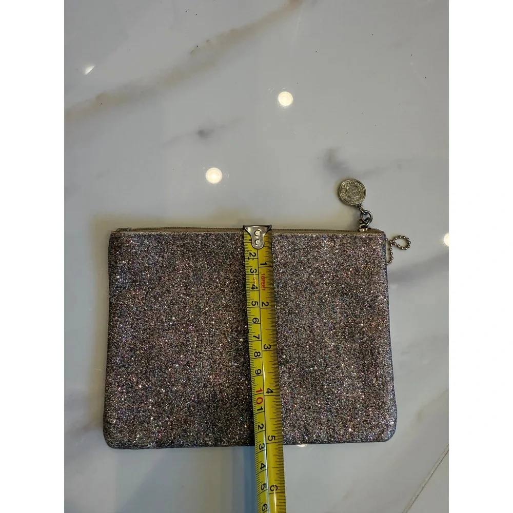 Bath & Body Works Multi Color Glitter Zipper Makeup‎ Bag Pouch Pink Lining